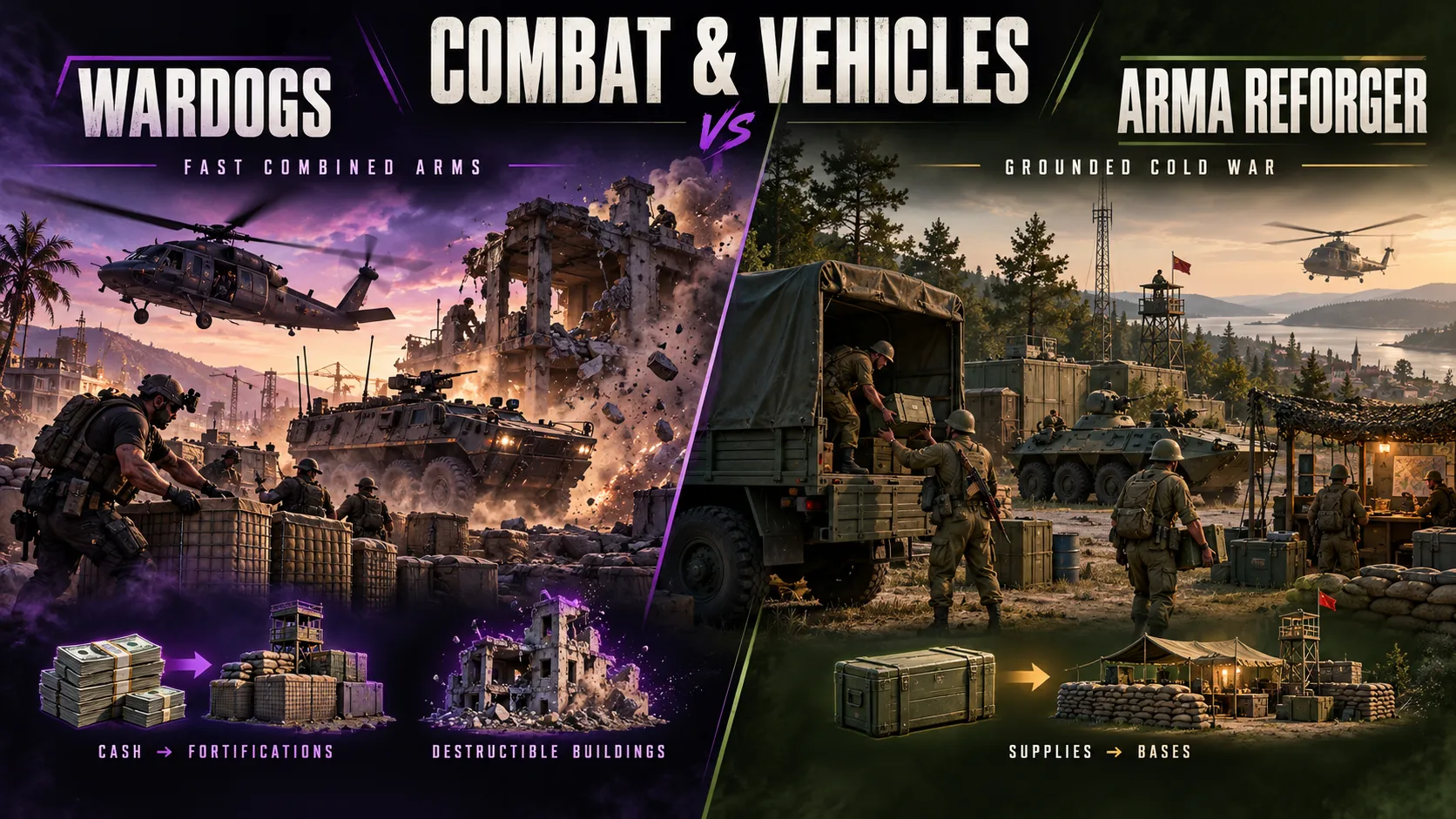 Combat, Vehicles and Destruction comparison
