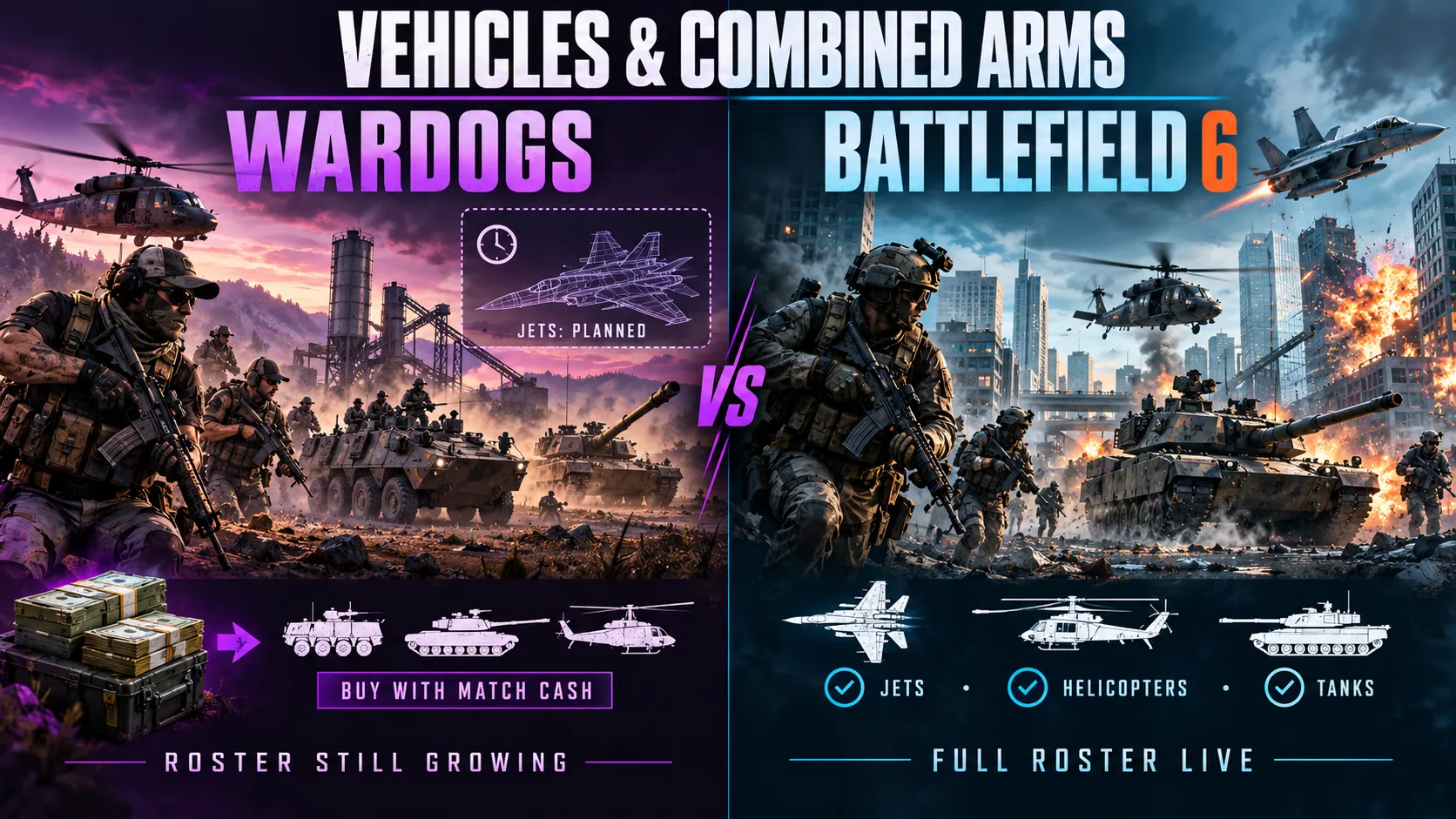 Wardogs vs battlefield Vehicles and Combined Arms