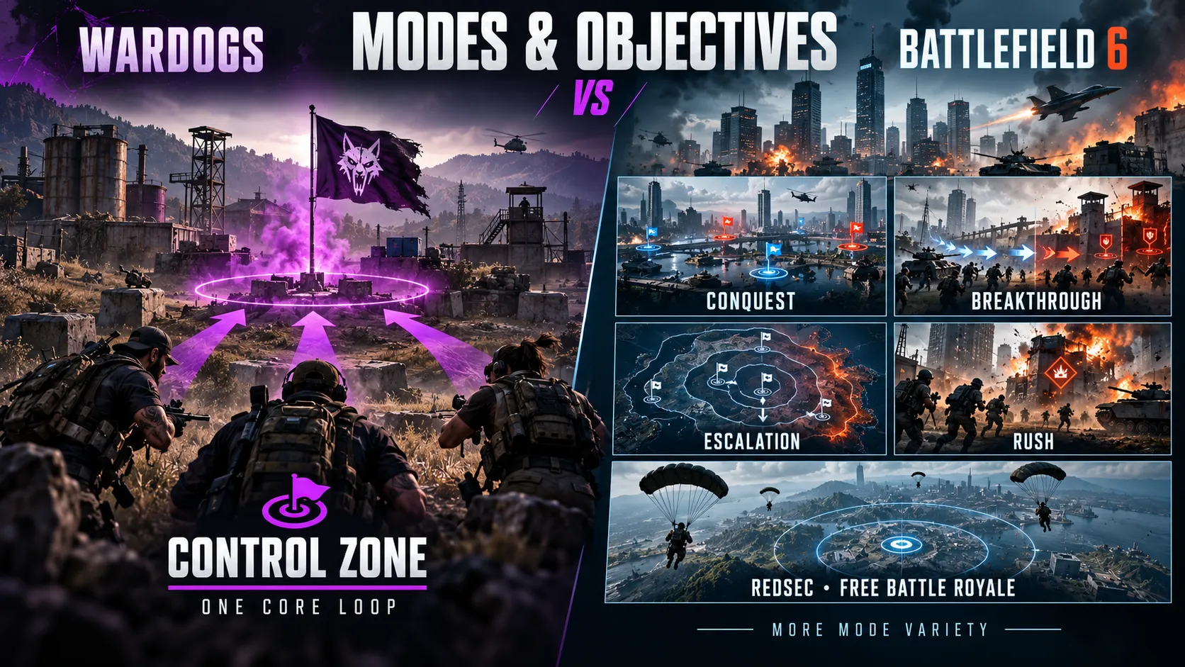 Wardogs vs battlefield Game Modes and Objectives